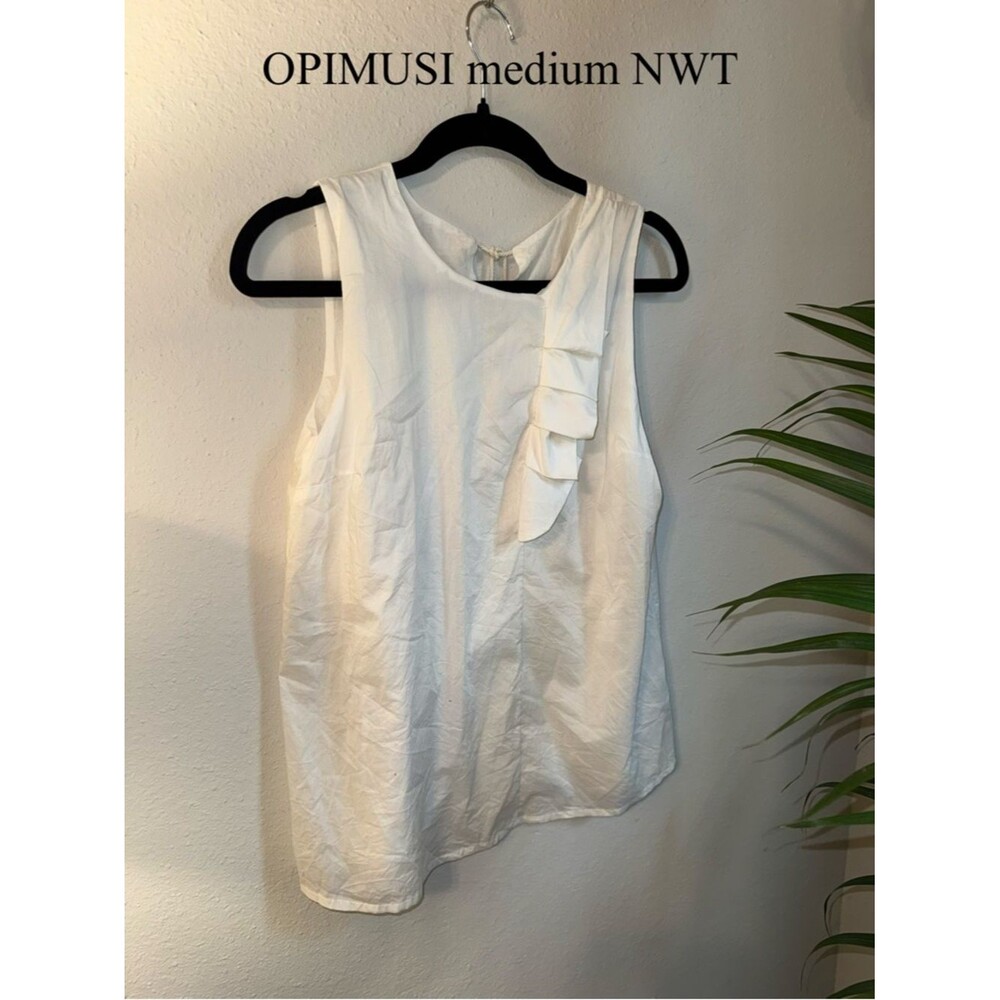 OPIMUSI White Sleeveless Ruffle-Accent Camisole